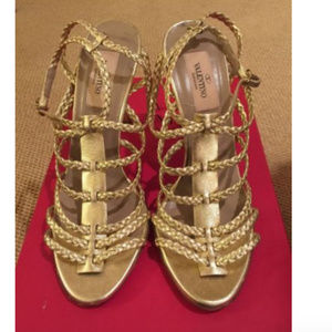 Valentino Strappy Gold Sandal